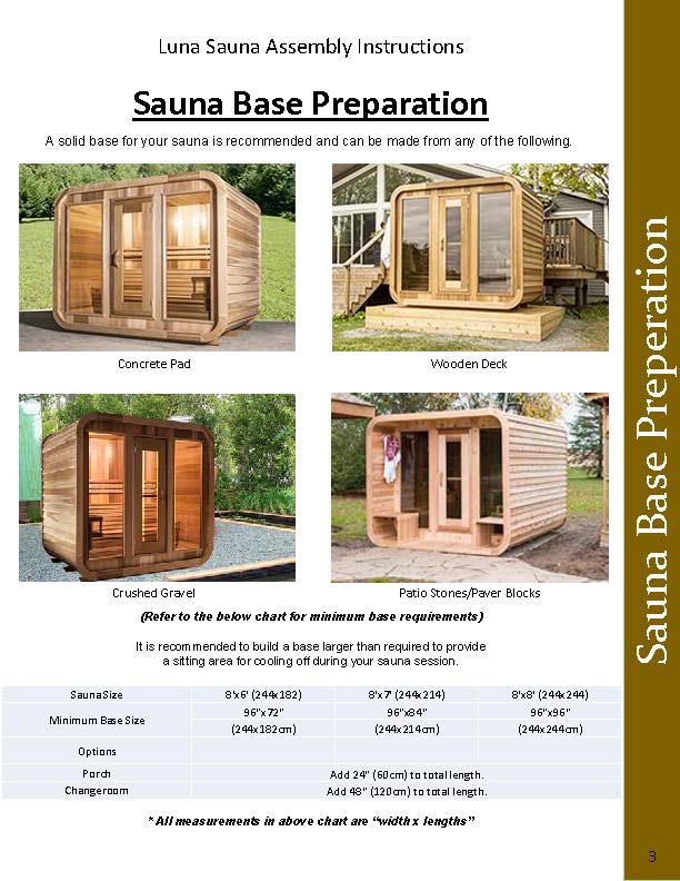 outdoor sauna base setup instructions outdoor sauna base setup instructions