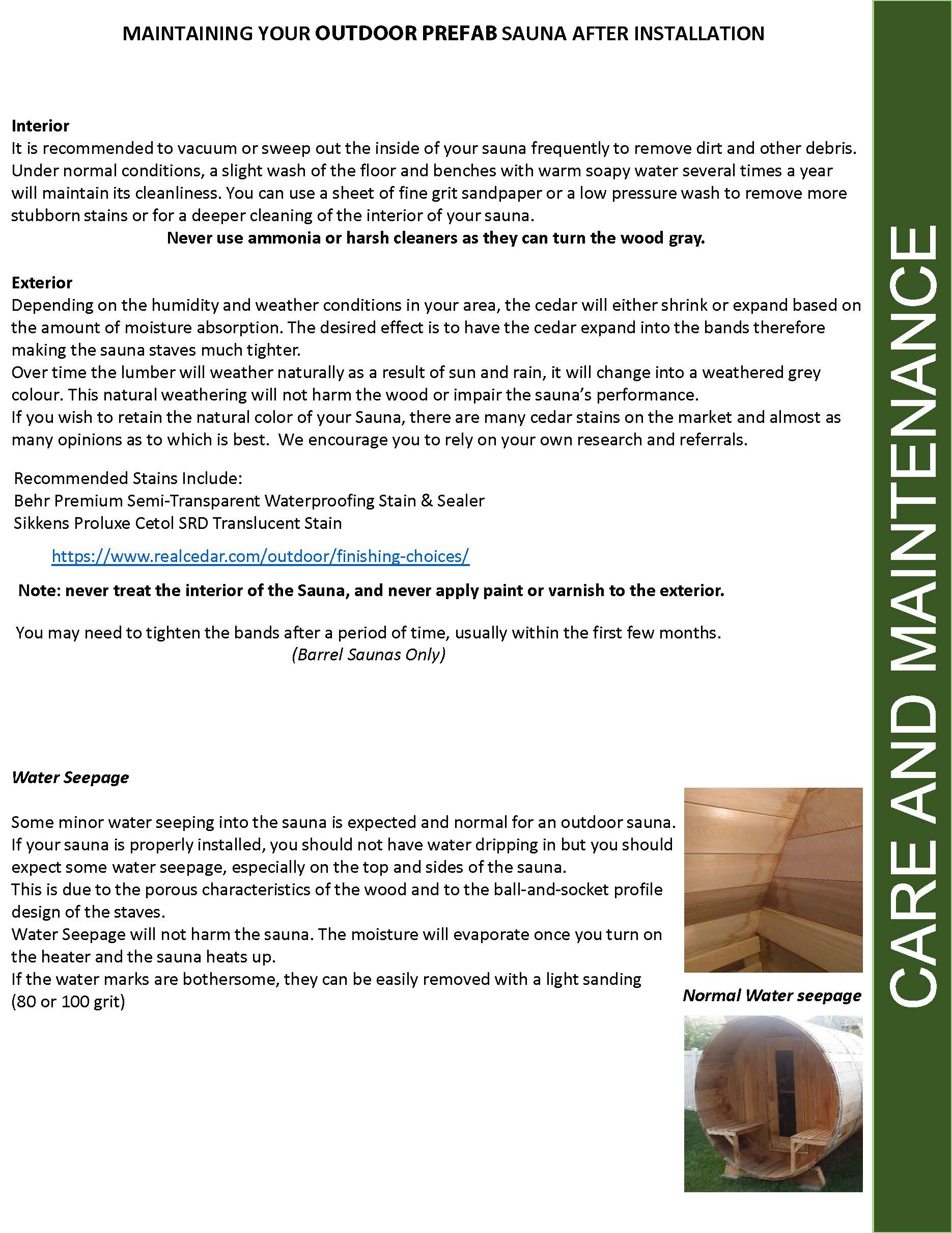 outdoor prefab sauna maintenance instructions outdoor prefab sauna maintenance instructions